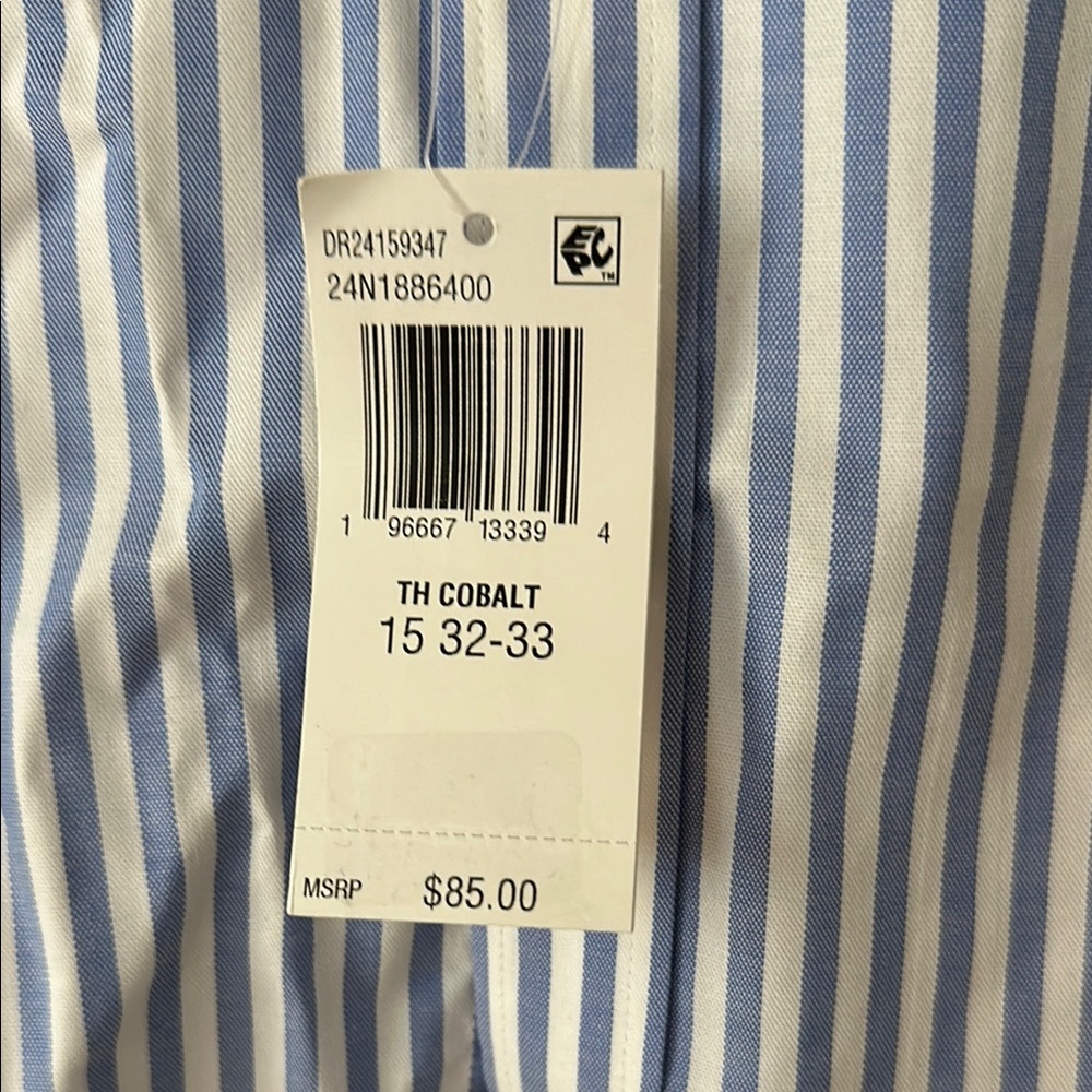 Tommy Hilfiger Blue and White Striped Dress Shirt - Picture 2 of 3